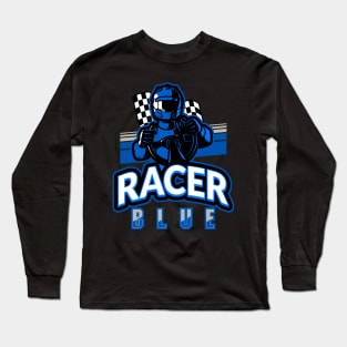 Racer Blue Retro Long Sleeve T-Shirt